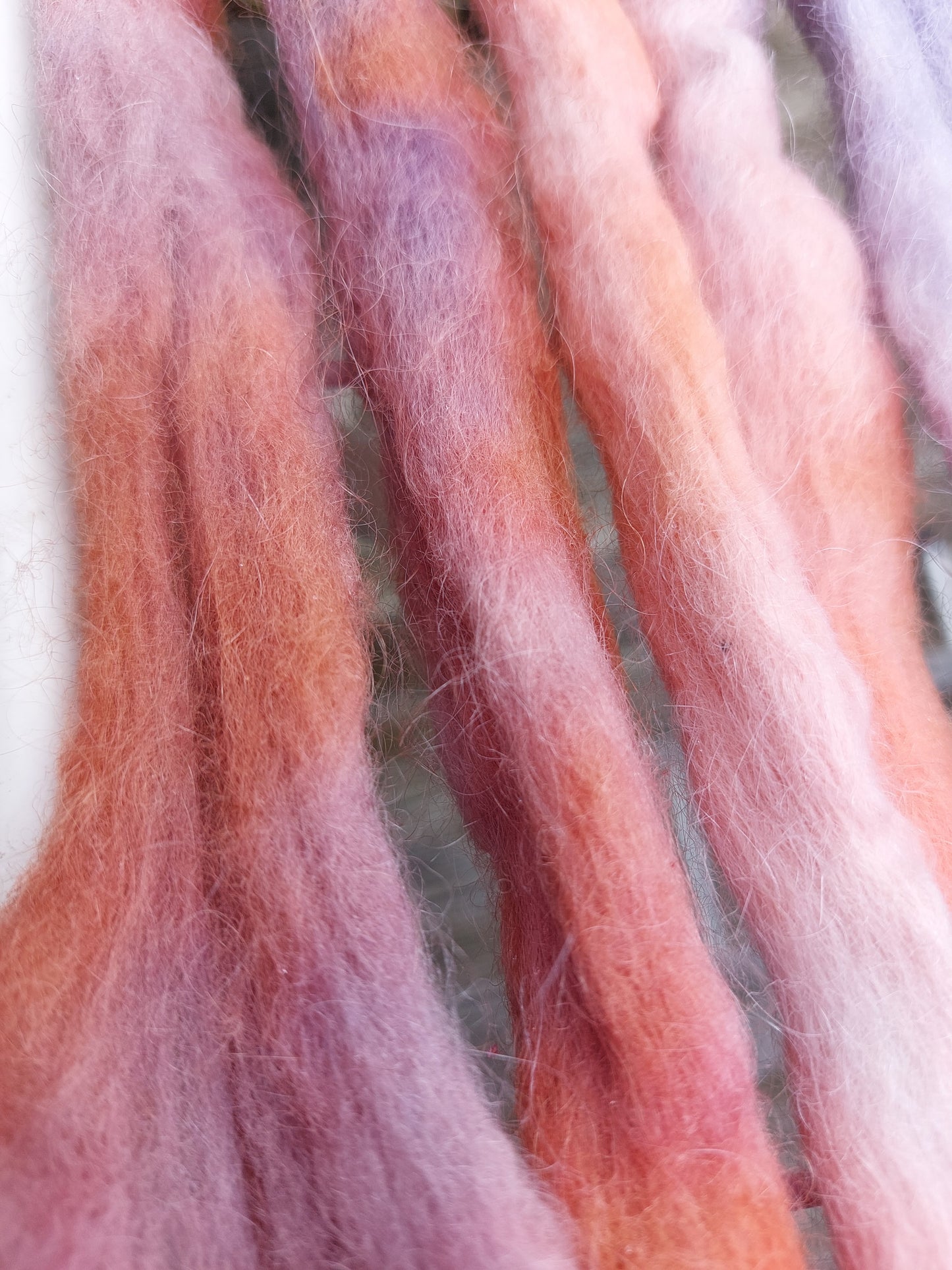 Madder Logwood Corriedale/mohair fibre top 100g