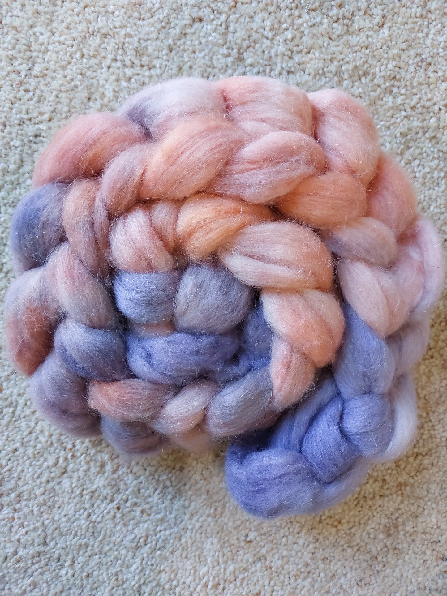 Madder Logwood Corriedale/mohair fibre top 100g